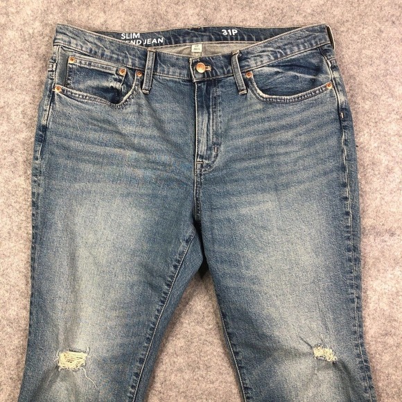J. Crew Slim Boyfriend Denim Jean in Tinted Indigo Wash Blue BB475 Size 31P - Picture 2 of 14